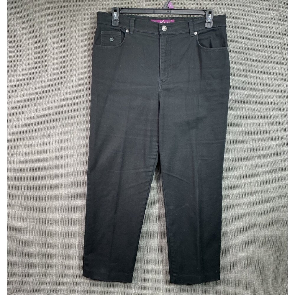 Gloria Vanderbilt Womens Size 14 Average Black Stretch Straight Leg Denim Jeans